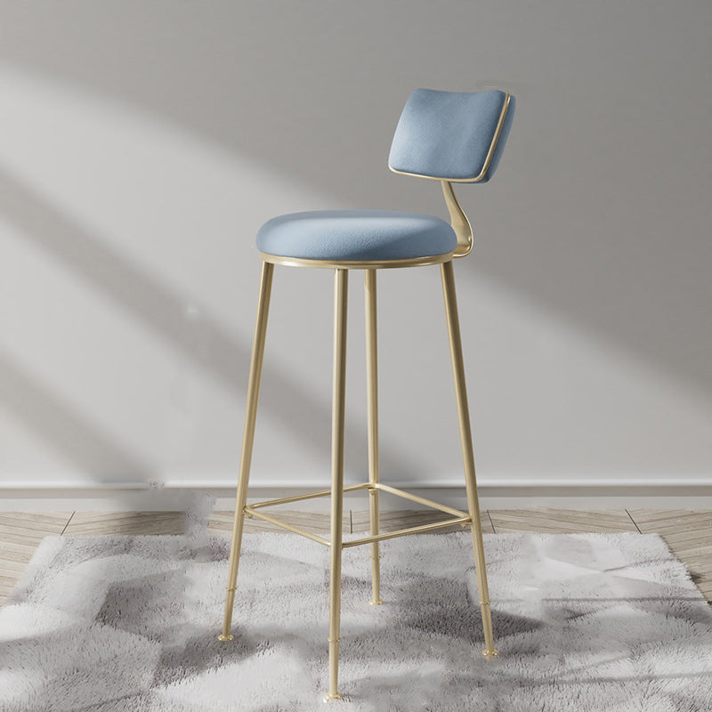 Glam Metal Barstool Fabric Counter Stool in Matte Finish for Indoor