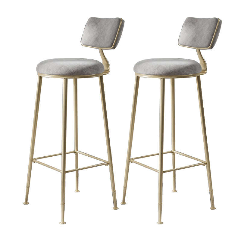Glam Metal Barstool Fabric Counter Stool in Matte Finish for Indoor
