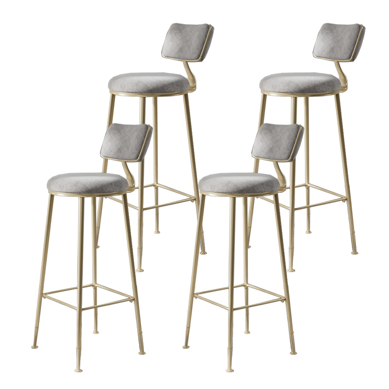 Glam Metal Barstool Fabric Counter Stool in Matte Finish for Indoor
