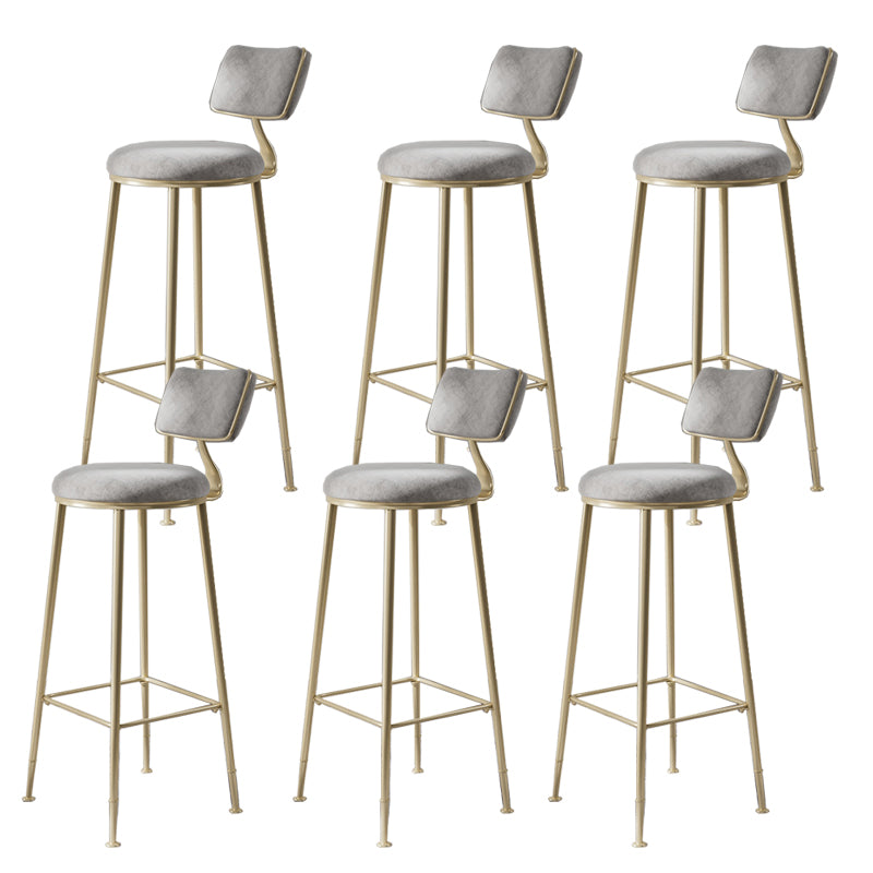 Glam Metal Barstool Fabric Counter Stool in Matte Finish for Indoor
