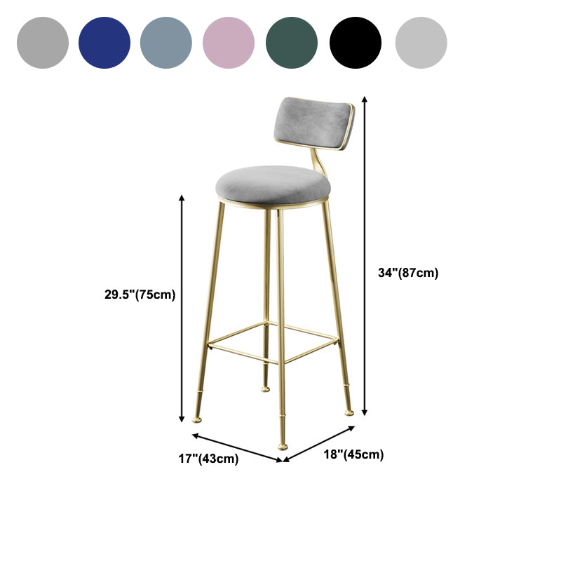 Glam Metal Barstool Fabric Counter Stool in Matte Finish for Indoor