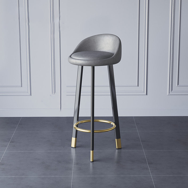 Glam Metal Barstool Fabric Counter Stool in Matte Finish for Home