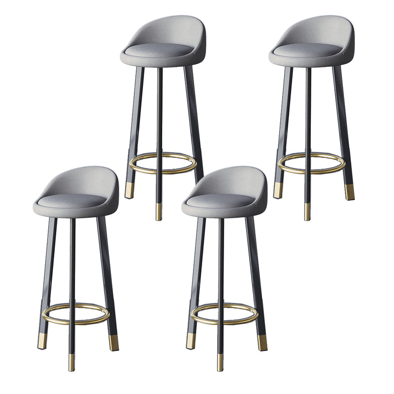 Glam Metal Barstool Fabric Counter Stool in Matte Finish for Home