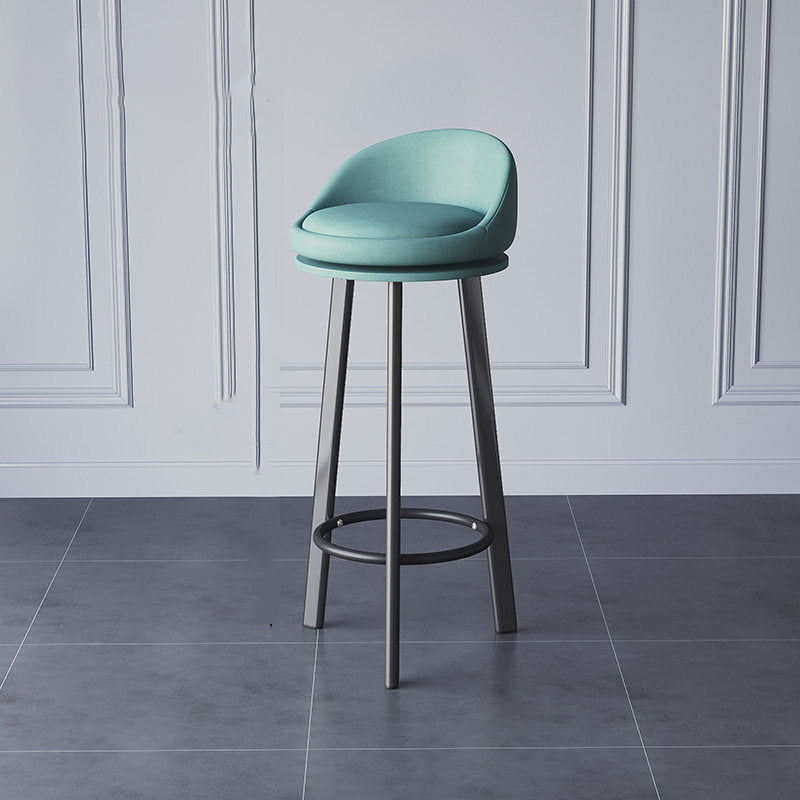 Glam Metal Barstool Fabric Counter Stool in Matte Finish for Home