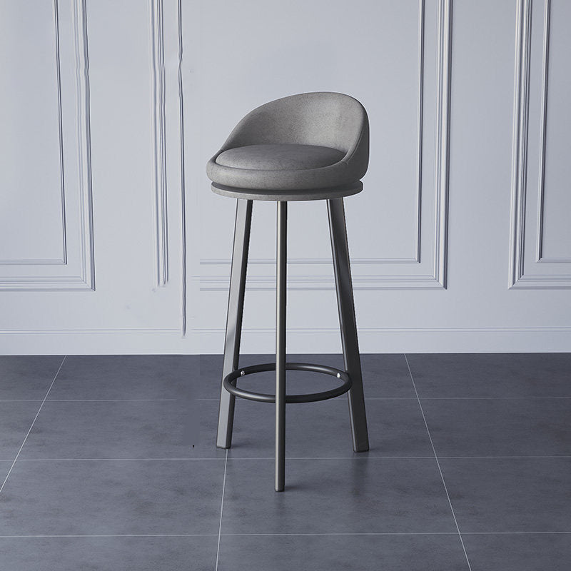 Glam Metal Barstool Fabric Counter Stool in Matte Finish for Home