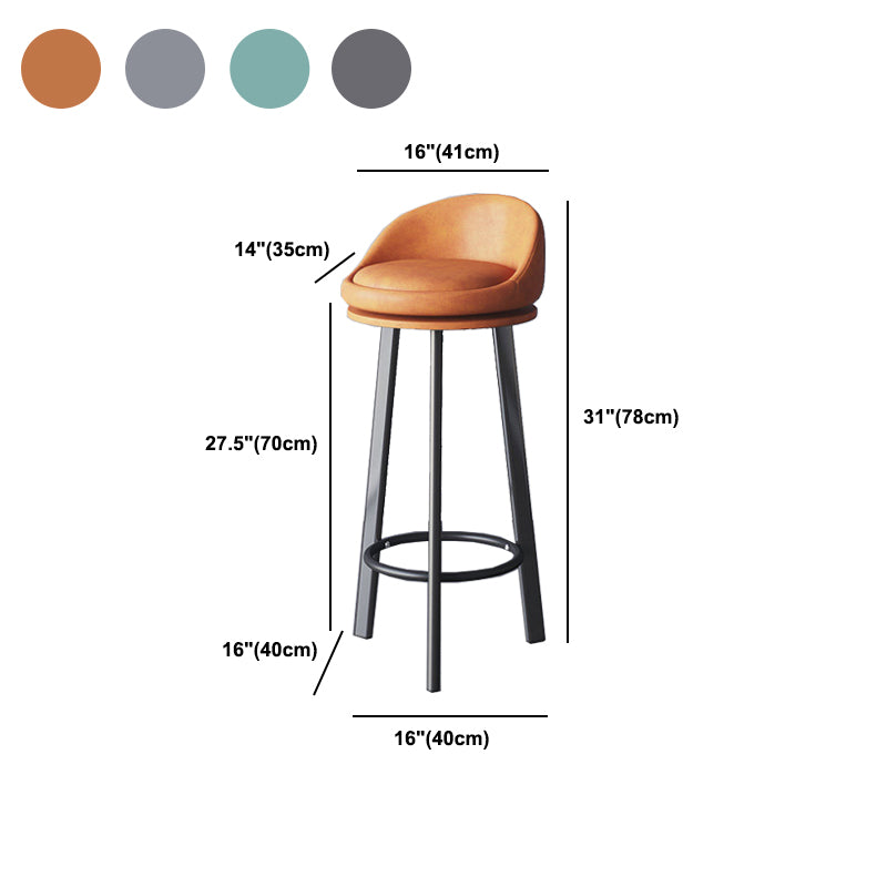 Glam Metal Barstool Fabric Counter Stool in Matte Finish for Home