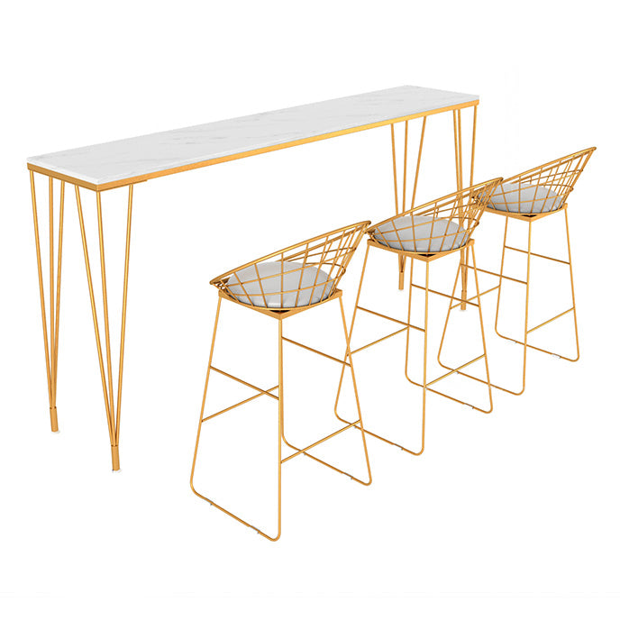 Glam 1/2/4/7 Pieces Bar Table Set Rectangle Wood Counter Table with High Stools