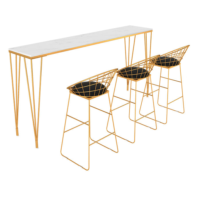 Glam 1/2/4/7 Pieces Bar Table Set Rectangle Wood Counter Table with High Stools