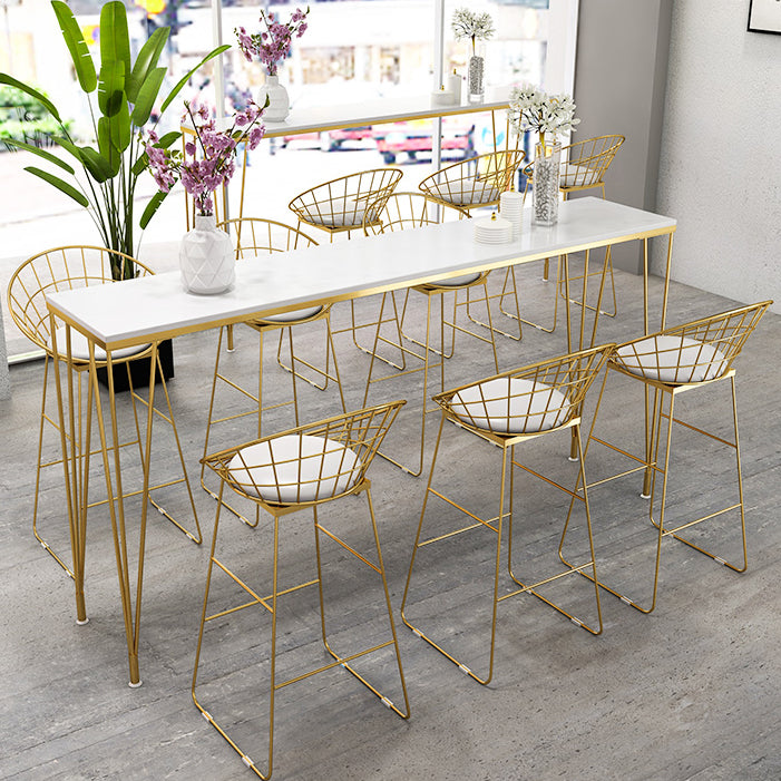 Glam 1/2/4/7 Pieces Bar Table Set Rectangle Wood Counter Table with High Stools