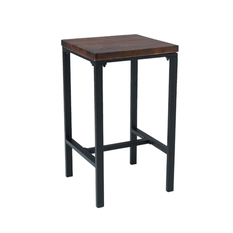 Industrial Square Solid Wood Bar Table Set 1/2/3/5 Pieces Counter Table with High Stools