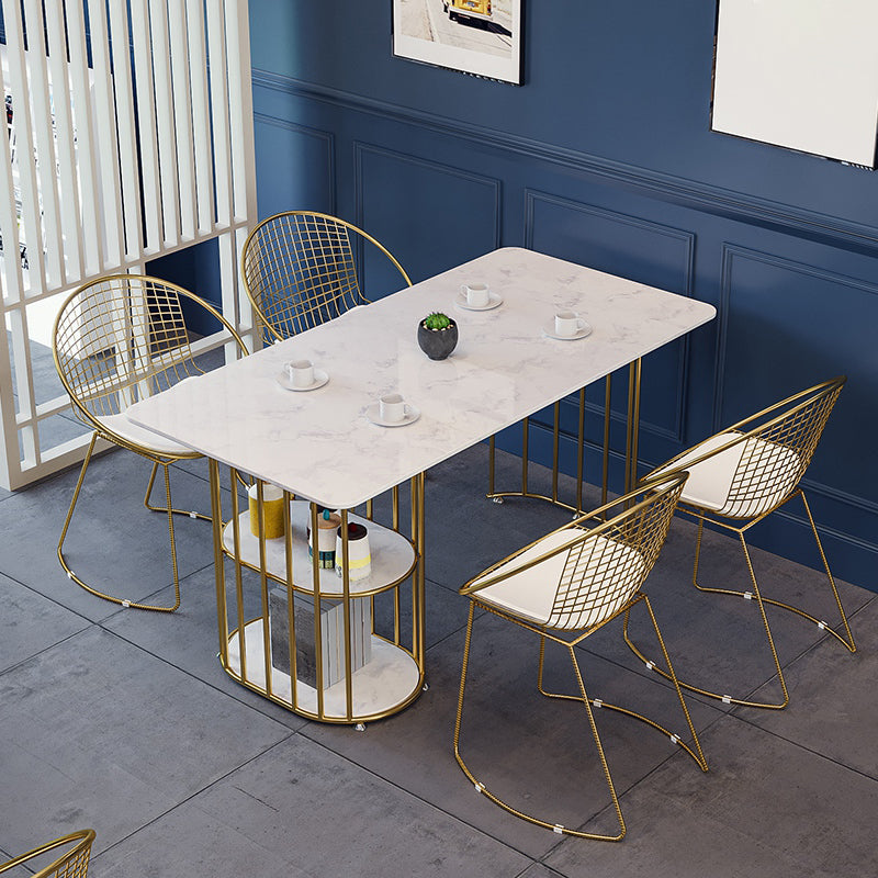 Nordic 1/2/4/5 Pieces Dining Set Rectangle Stone Dining Table for Dining Room