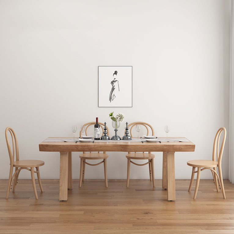 Modern 1/4/5/6 Pieces Dining Set Rectangle Pine Wood Dining Table Set