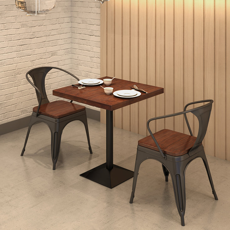 Solid Wood Dining Site Table Industrial Style Square Dinette Table with Pedestal Base