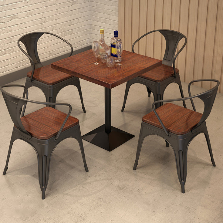 Solid Wood Dining Site Table Industrial Style Square Dinette Table with Pedestal Base