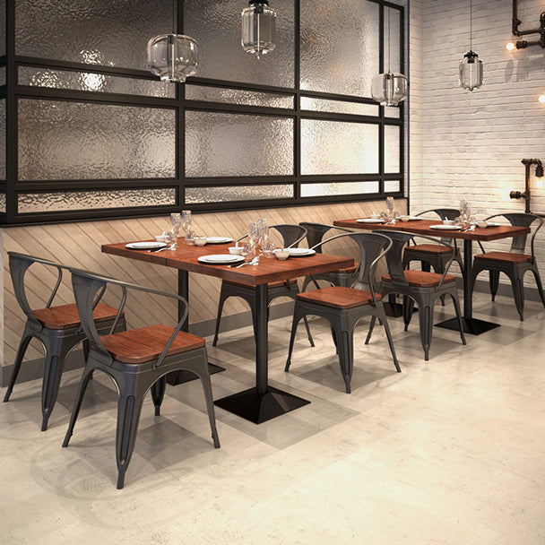 Solid Wood Dining Site Table Industrial Style Square Dinette Table with Pedestal Base