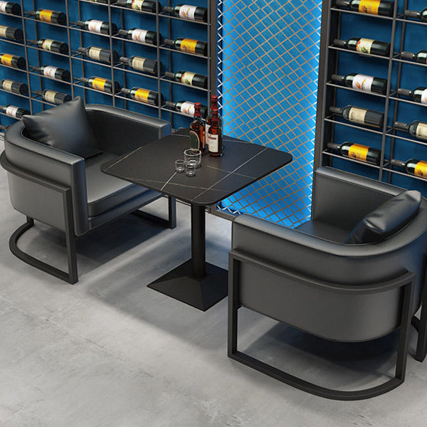 Industrial Style Dining Table Black Sintered Stone Table with Metal Base