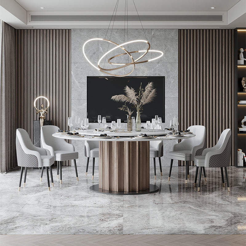 Round Pedestal Dining Table Traditional Luxury Furniture with Turntable