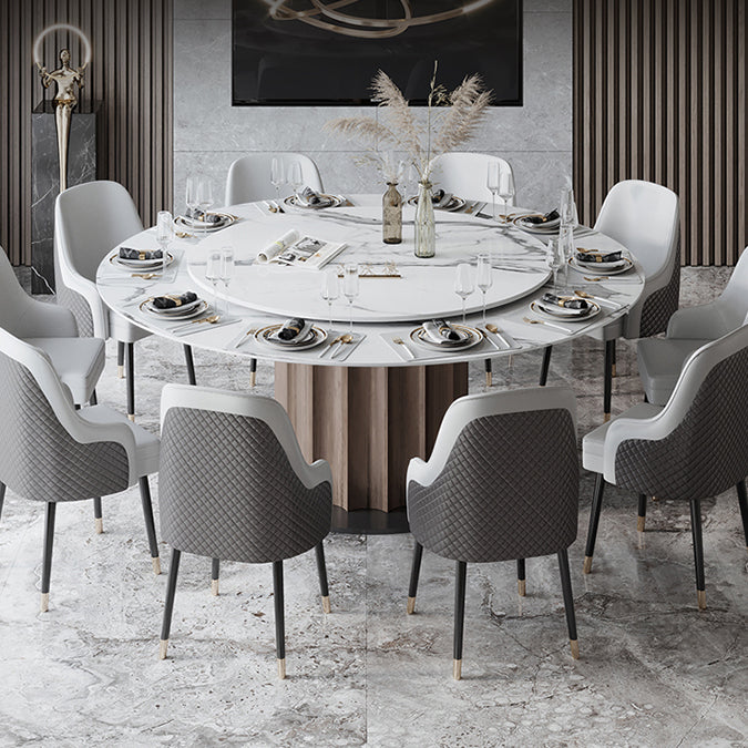 Round Pedestal Dining Table Traditional Luxury Furniture with Turntable