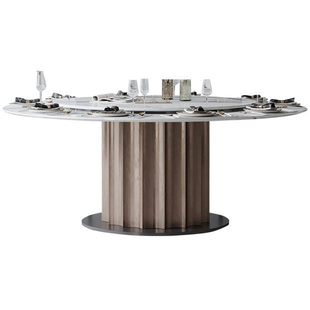 Round Pedestal Dining Table Traditional Luxury Furniture with Turntable