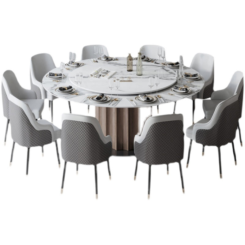 Round Pedestal Dining Table Traditional Luxury Furniture with Turntable
