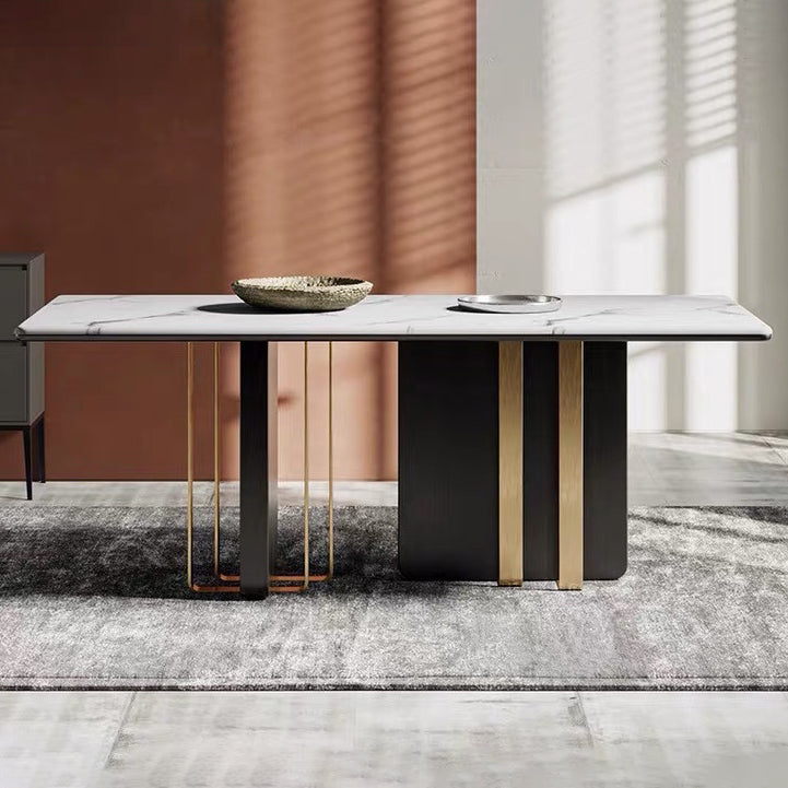 Traditional Luxury Stone Table Rectangle Dining Table for Home