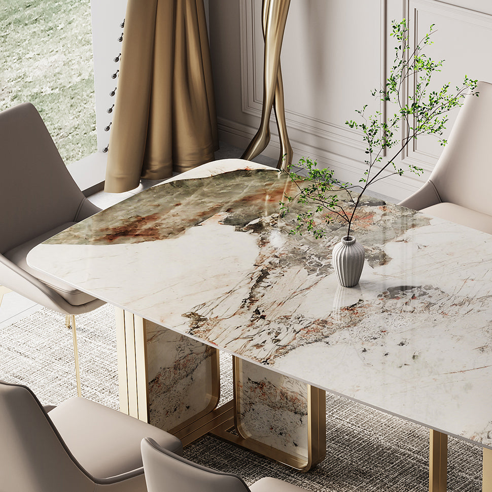 Traditional Luxury Dining Site Table Rectangle Stainless Steel Table