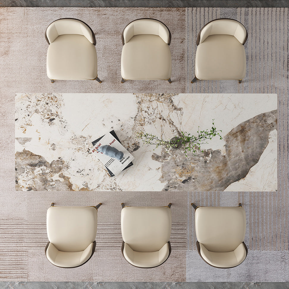 Traditional Luxury Rectangle Home Furniture Stone Double Pedestal Table