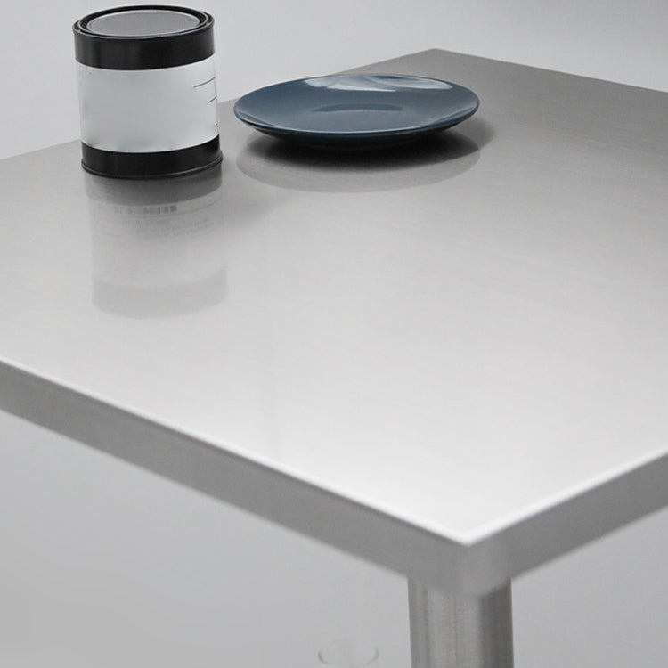 Metal Industrial Square Dining Table Stainless Steel Top Table with Pedestal