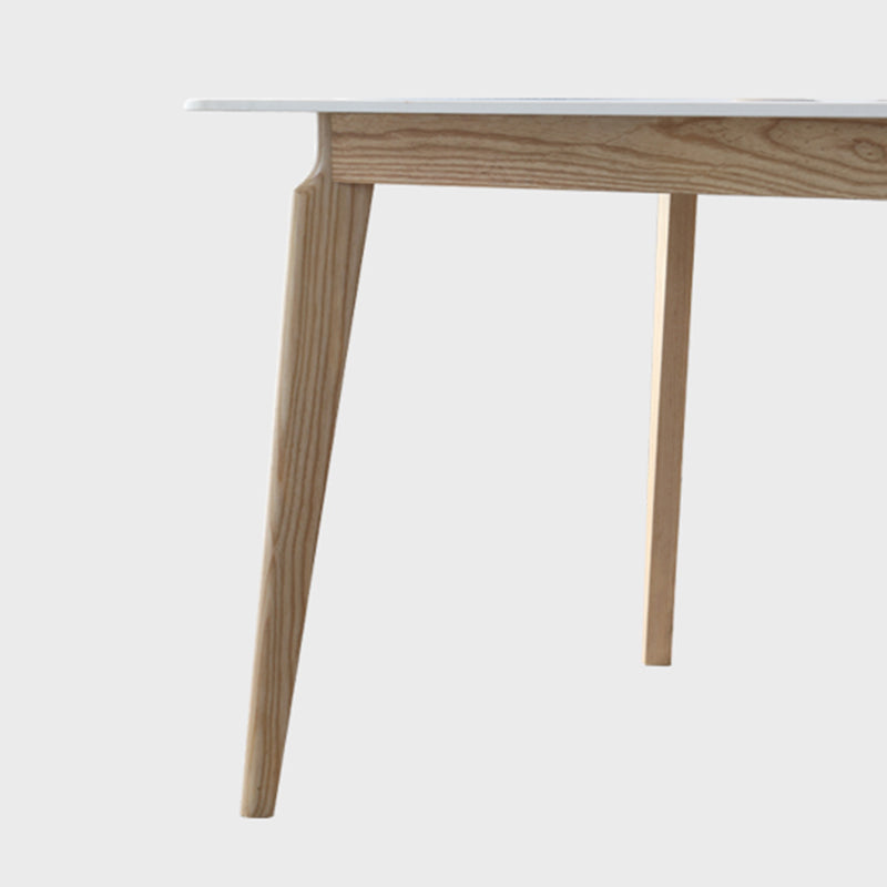Rectangle Dining Table White Tone Fixed Table with Sintered Stone Top