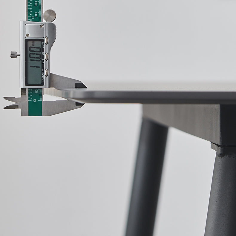 Metal Industrial Rectangle Dining Table Black Sintered Stone Top Table with 4 Legs