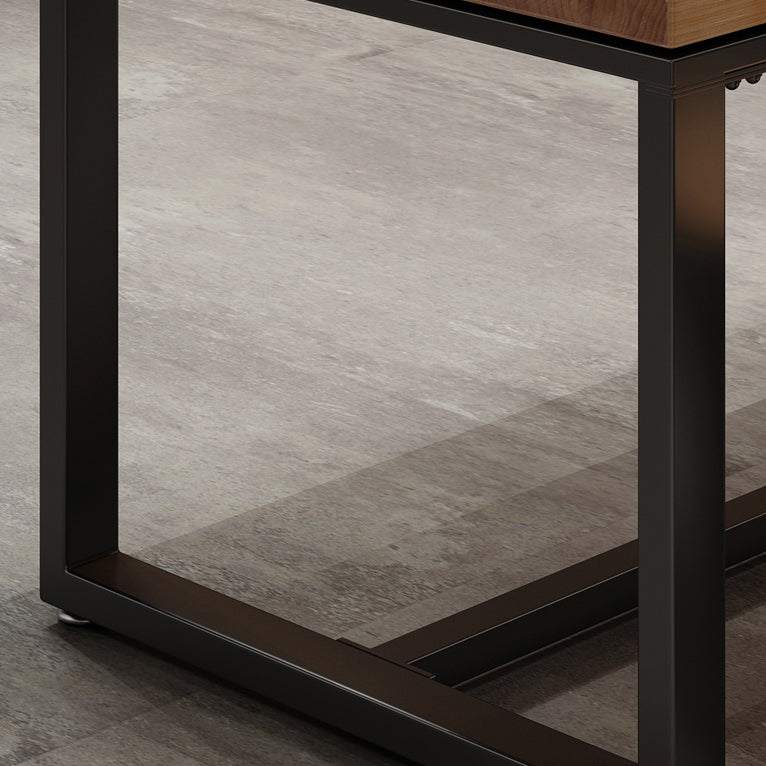 Solid Wood Dining Table Square Industrial Dining Table with Metal Base