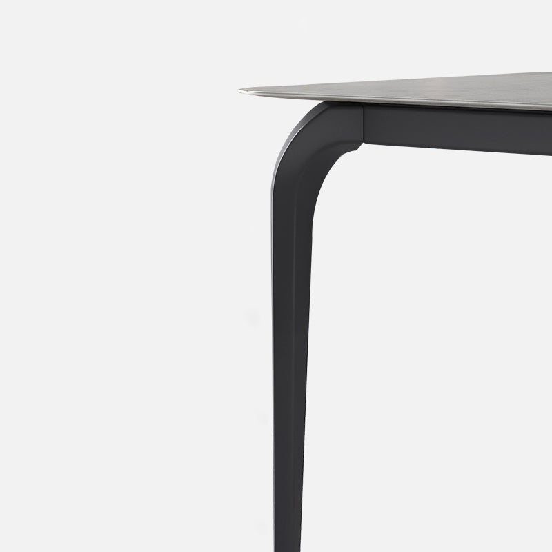 Rectangle Industrial Dining Table Black Sintered Stone Fixed Table