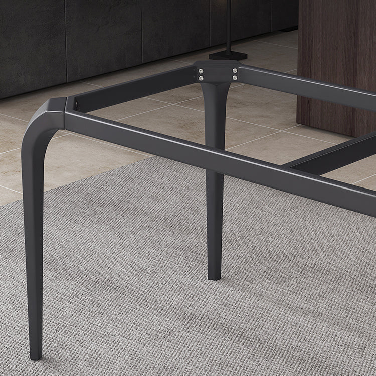 Rectangle Industrial Dining Table Black Sintered Stone Fixed Table