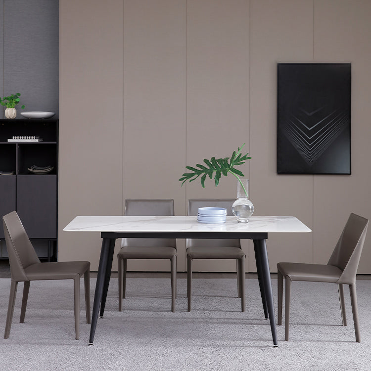 Industrial White Table for Restaurant Rectangle Dining Table with 4 Legs