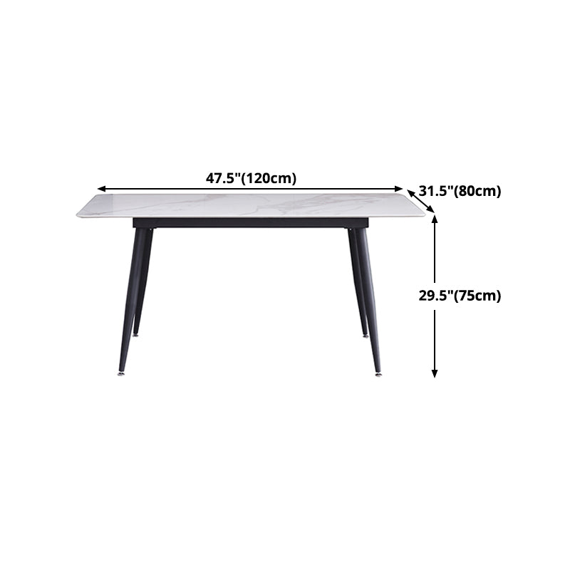 Industrial White Table for Restaurant Rectangle Dining Table with 4 Legs
