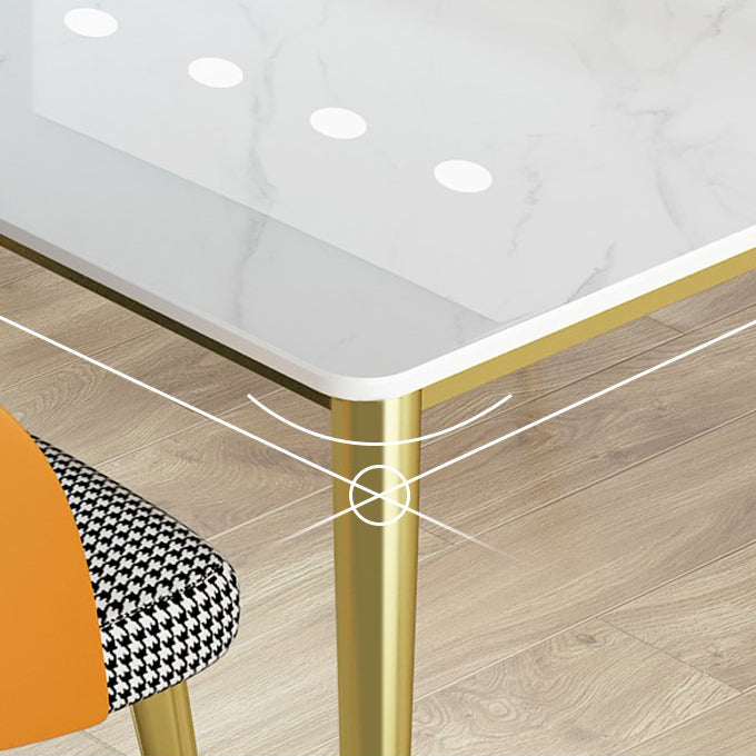 Stone Dining Site Table Traditional Luxury Rectangle Dining Table with 4 Legs