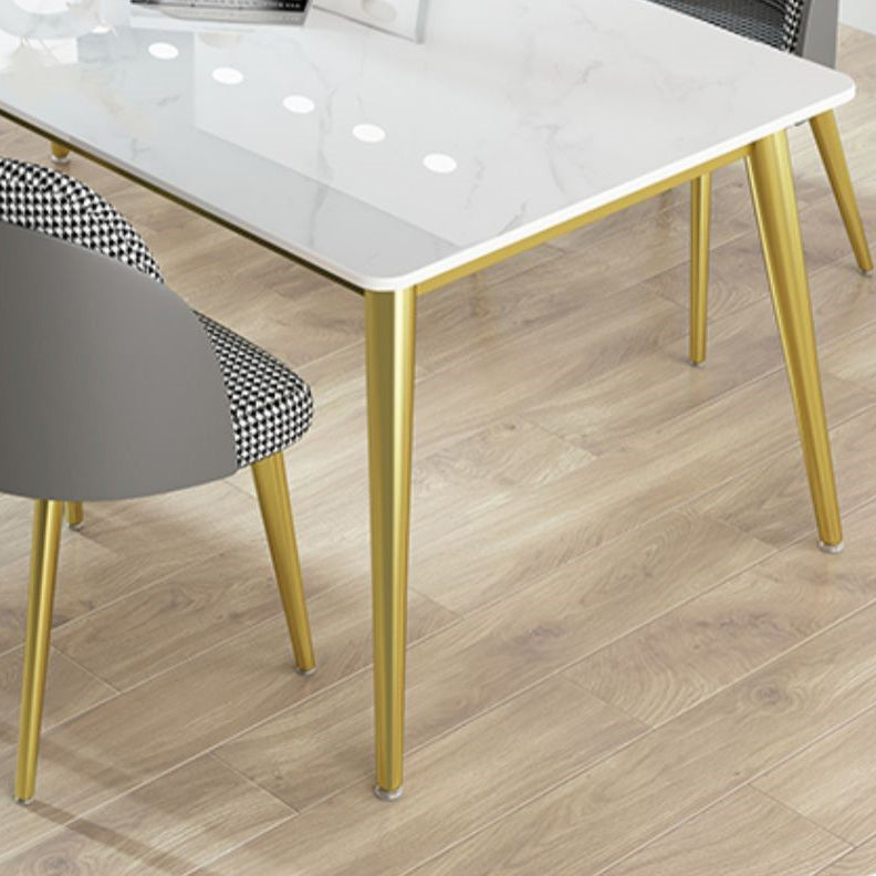 Stone Dining Site Table Traditional Luxury Rectangle Dining Table with 4 Legs