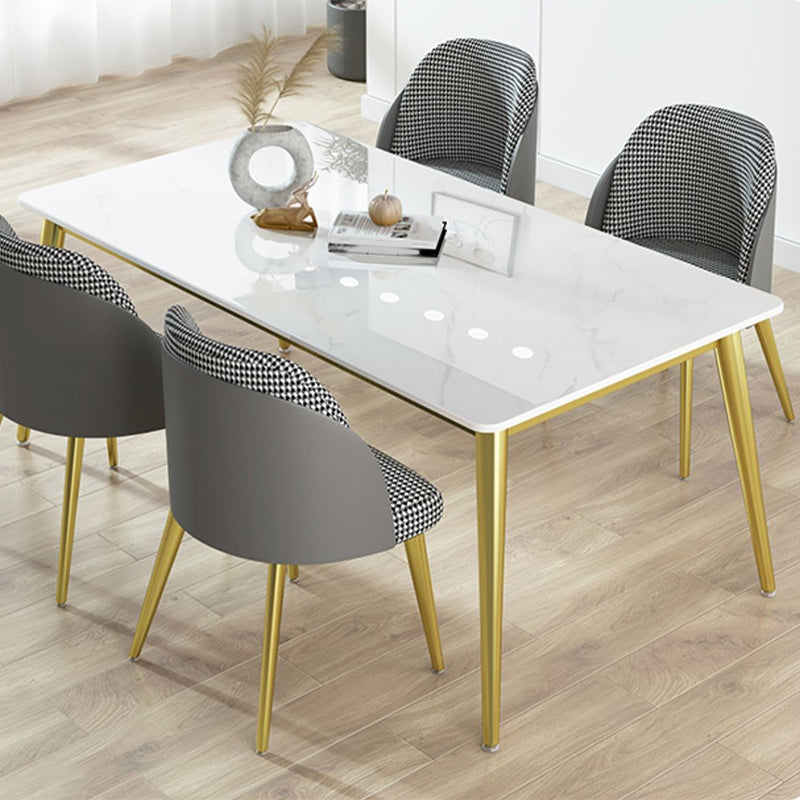 Stone Dining Site Table Traditional Luxury Rectangle Dining Table with 4 Legs