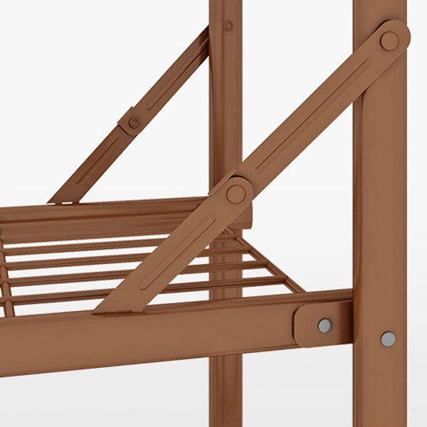 Brown Metal Frame Wardrobe Armoire Modern Folding Wardrobe Cabinet