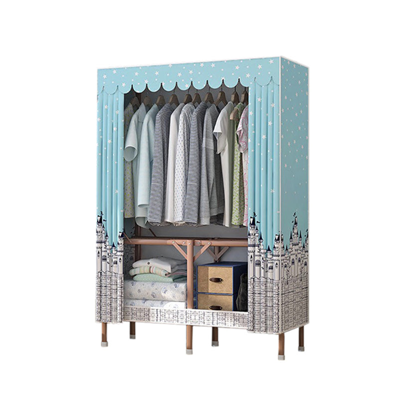 Brown Metal Frame Wardrobe Armoire Modern Folding Wardrobe Cabinet