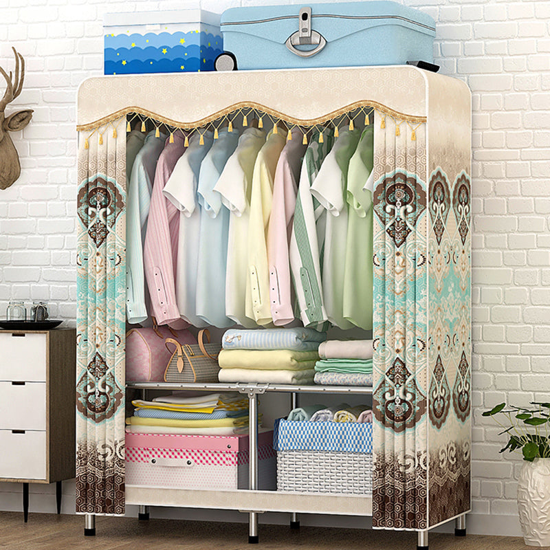 Contemporary Folding Wardrobe Cabinet Metal Frame Wardrobe with Shelves