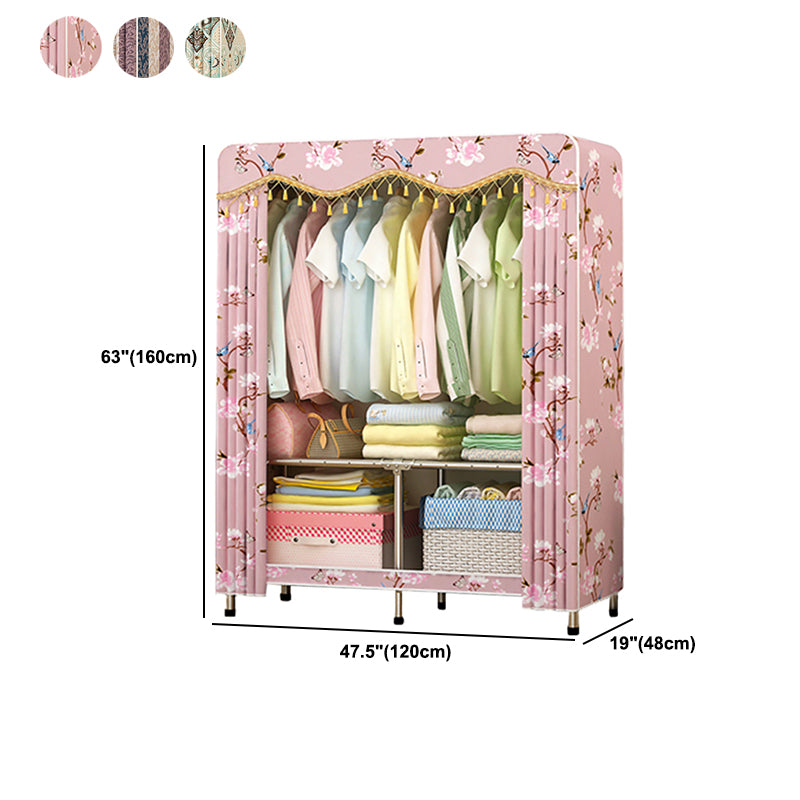 Contemporary Folding Wardrobe Cabinet Metal Frame Wardrobe with Shelves