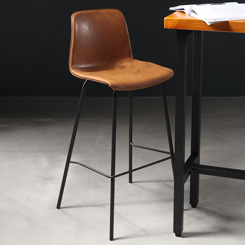 Industrial Indoor Bucket Counter Bar Stool Footrest Faux Leather Bar Stool