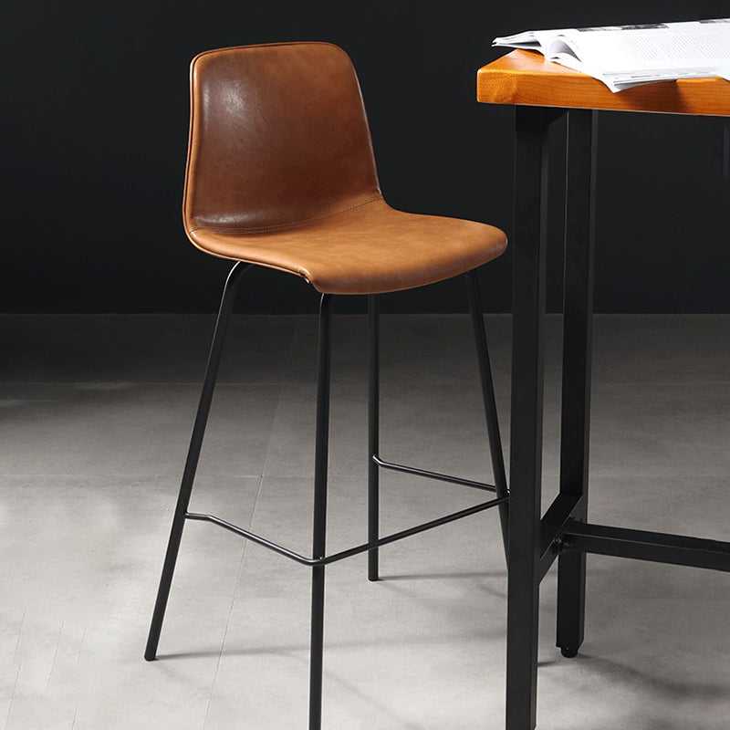 Industrial Indoor Bucket Counter Bar Stool Footrest Faux Leather Bar Stool