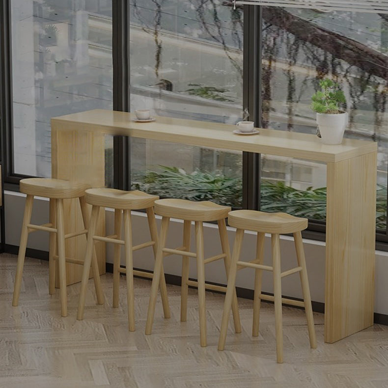 Modern 1/5/9 Pieces Bar Table Set Rectangle Pine Wood Counter Table for Milk Tea Shop