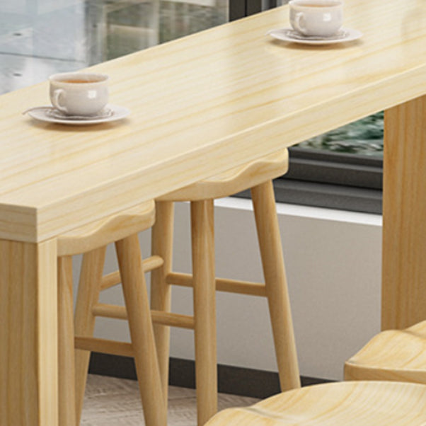 Modern 1/5/9 Pieces Bar Table Set Rectangle Pine Wood Counter Table for Milk Tea Shop