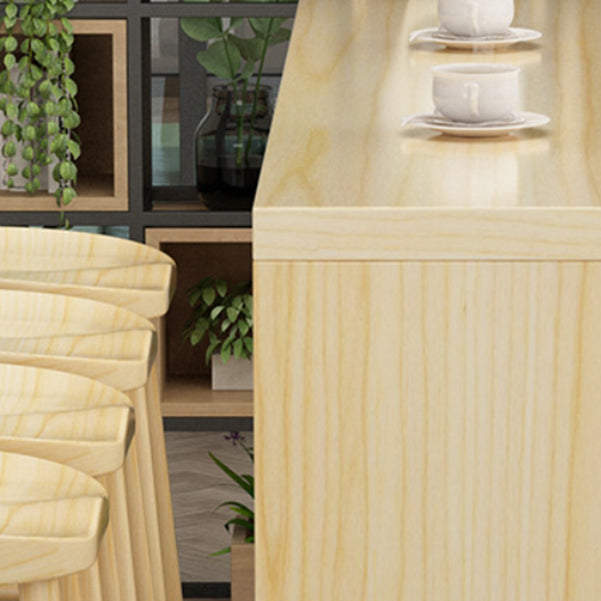 Modern 1/5/9 Pieces Bar Table Set Rectangle Pine Wood Counter Table for Milk Tea Shop
