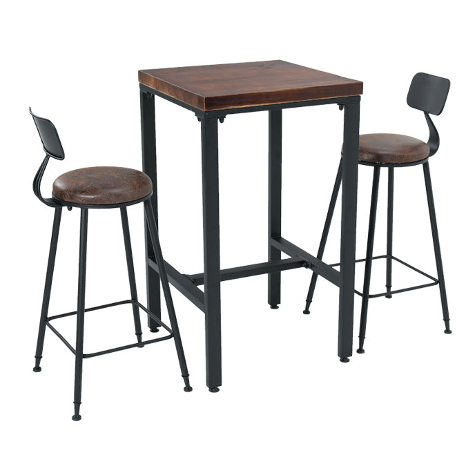 Industrial 1/3/4/5 Pieces Bar Table Set Square Pine Wood Counter Table with High Stools