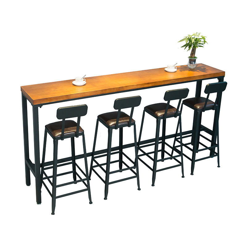 1/5 Pieces Industrial Rectangle Pub Table Set Wooden Counter Table with High Stools