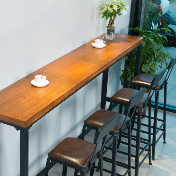 1/5 Pieces Industrial Rectangle Pub Table Set Wooden Counter Table with High Stools